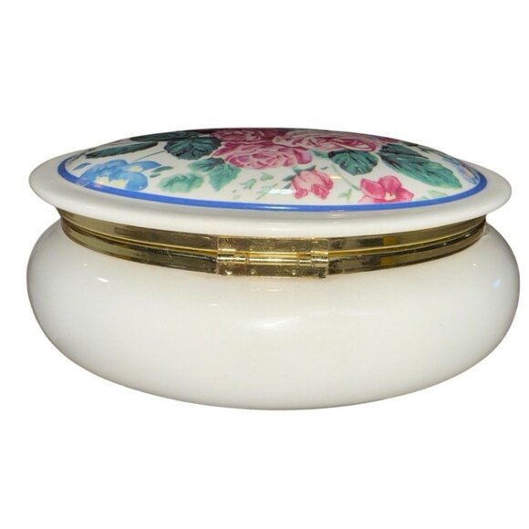Vintage Limoges Porcelain - Oval Gilded Flower Decorated Lidded Trinket Box - Picture 6 of 9